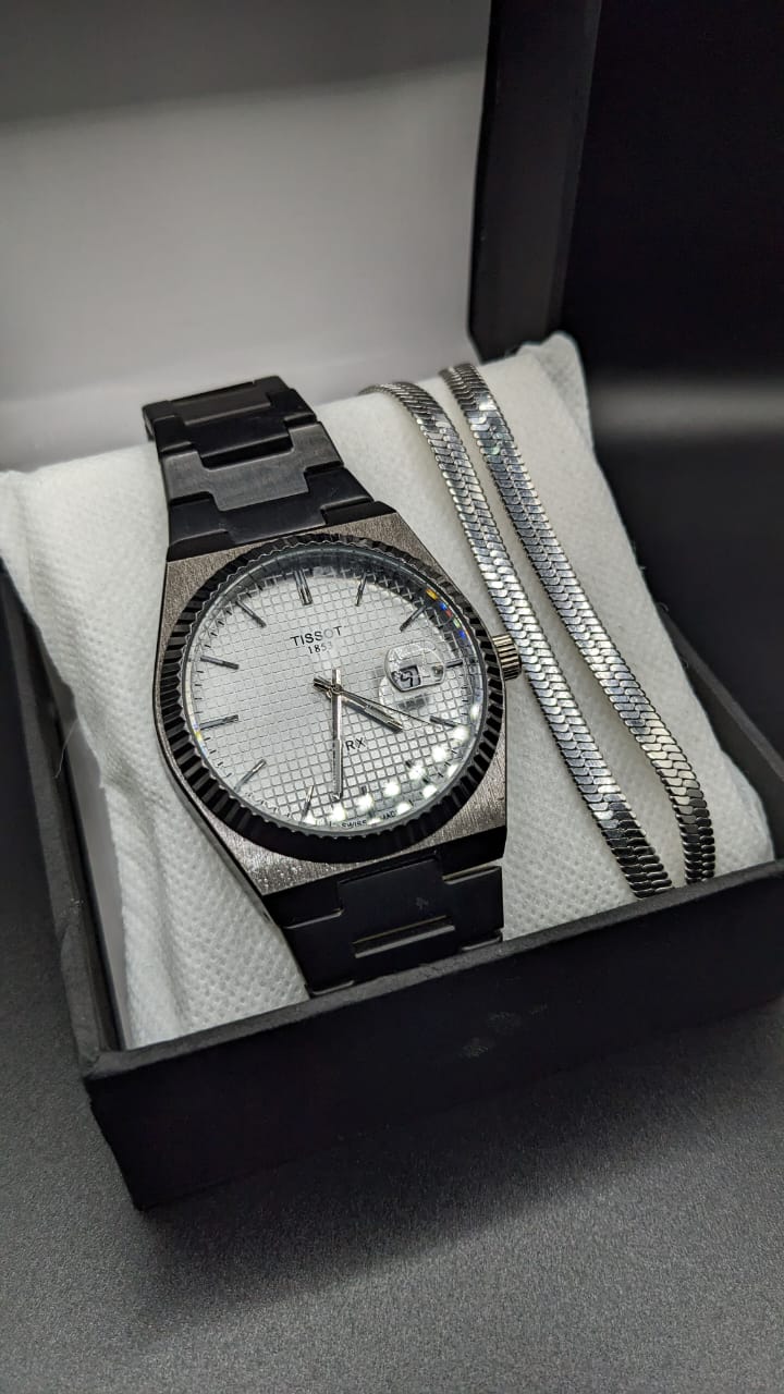 PRX Silver Dial Metal Strap Watch + Free Aluminum Steel Chain