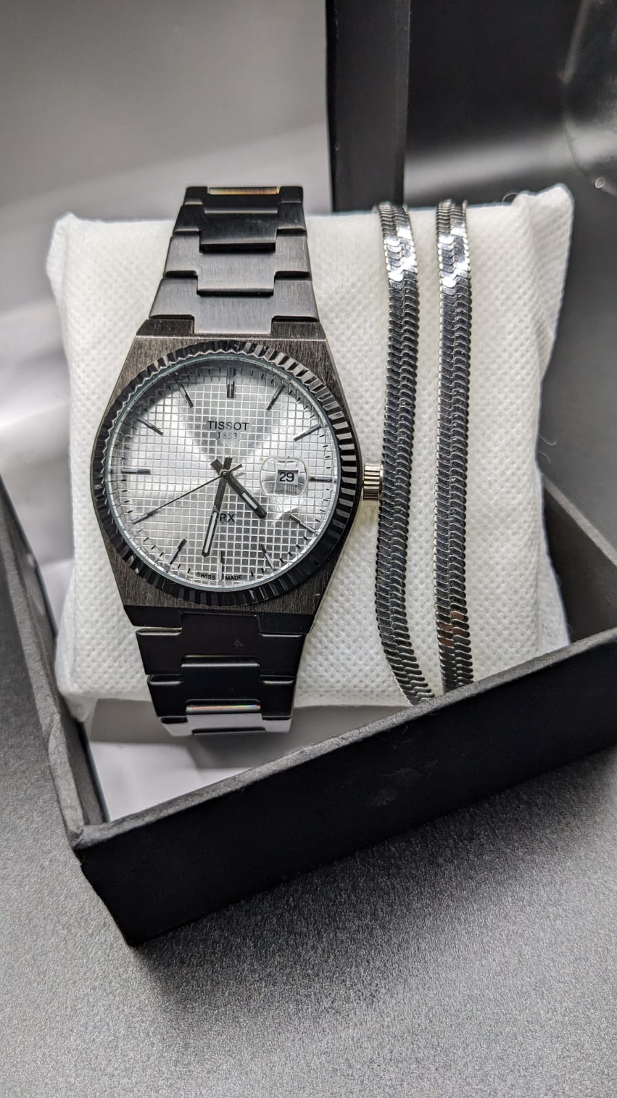 PRX Silver Dial Metal Strap Watch + Free Aluminum Steel Chain