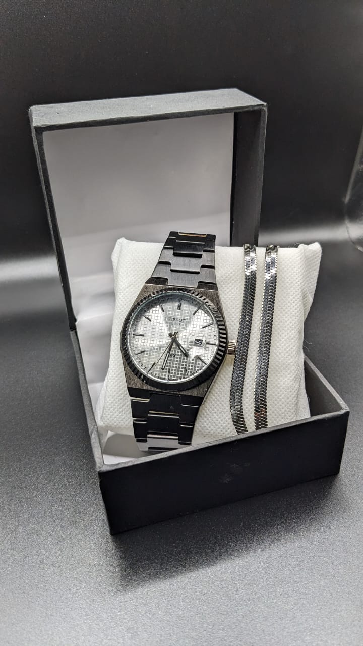 PRX Silver Dial Metal Strap Watch + Free Aluminum Steel Chain